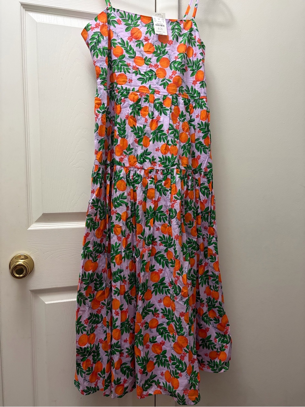 NWT J.Crew Fruit Print Sundress Pink Orange Tiered Dress Size 6